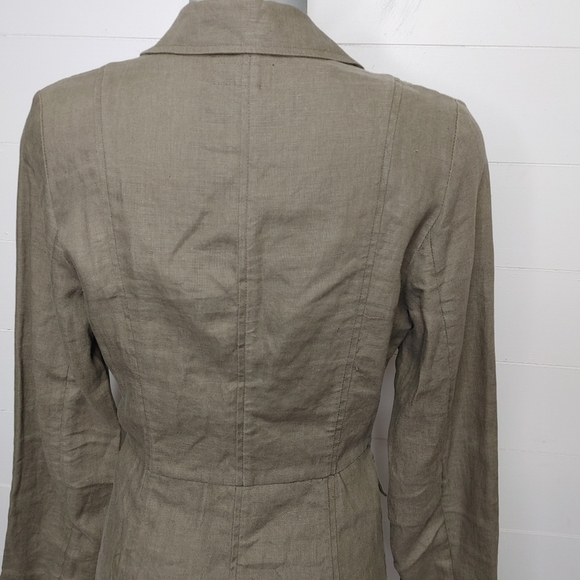 100% linen khaki green jacket size S - Picture 10 of 16